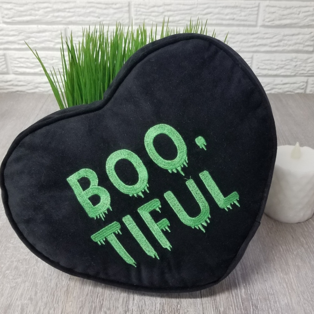 Boo-Tiful Heart Shaped Decor Pillow